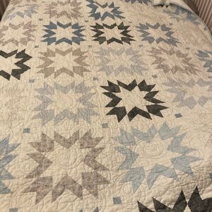 HAND MADE QUILT Blue and Gray 42 Blocks.  Twin Sized.